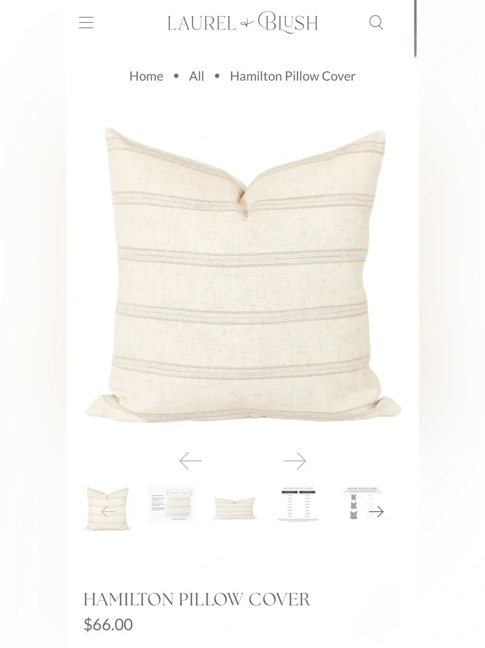 NEW Set of 2 Laurel + Blush 20” Throw Pillow Covers
